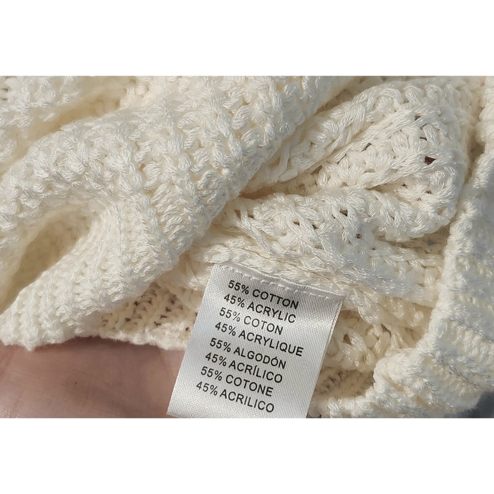. Impressions Boutique Open Knit Crochet Off The Shoulder Long Sleeve Sweater - Picture 10 of 15
